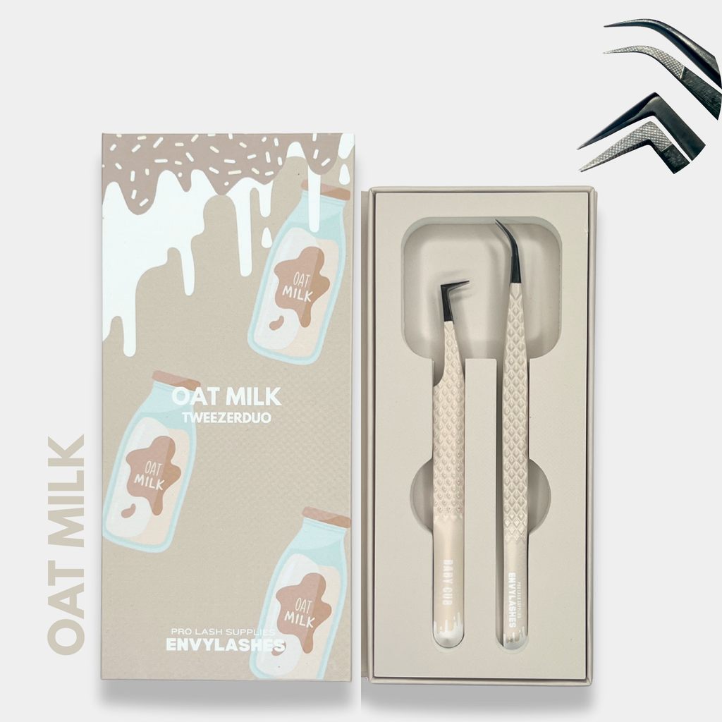 Oat Milk - Tweezer Duo – Envy Lashes Pro