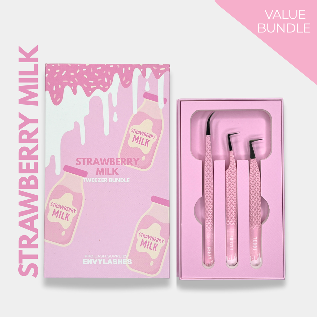 Strawberry Milk - Tweezer Trio – Envy Lashes Pro