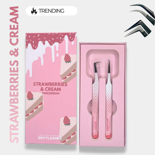 Strawberries & Cream - Tweezer Duo – Envy Lashes Pro