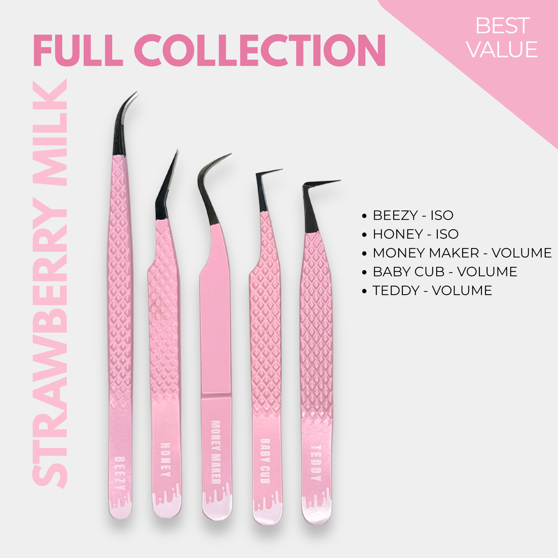Strawberry Milk - Tweezer Collection – Envy Lashes Pro Strawberry Milk - Tweezer Collection – Envy Lashes Pro