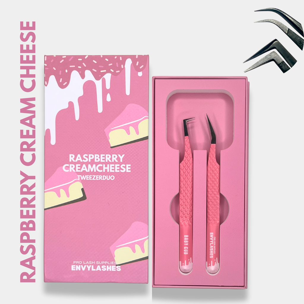 Raspberry Cream Cheese - Tweezer Duo – Envy Lashes Pro